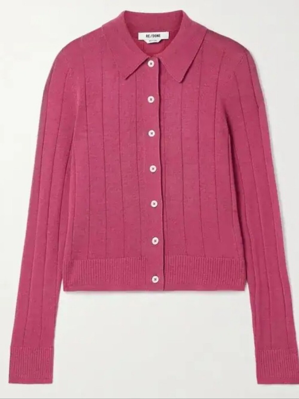 RE/DONE Caroline Ribbed Merino Wool And Silk Cardigan - Picture 8 of 13